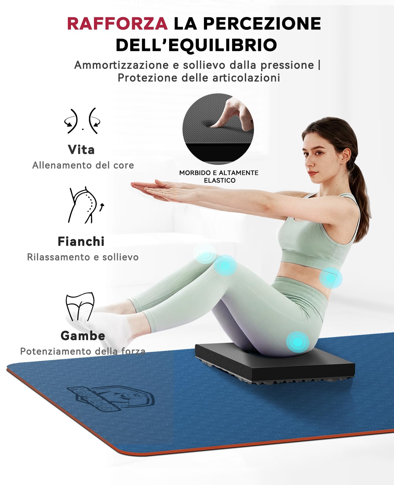 HAPBEAR Balance Pad 2 in 1 – Cuscino Equilibrio e Massaggio 38x30 cm, Base Antiscivolo TPE, EVA Alta Densità, Spessore 5,7 cm – Fisioterapia, Riabilitazione, Yoga e Fitness a Casa