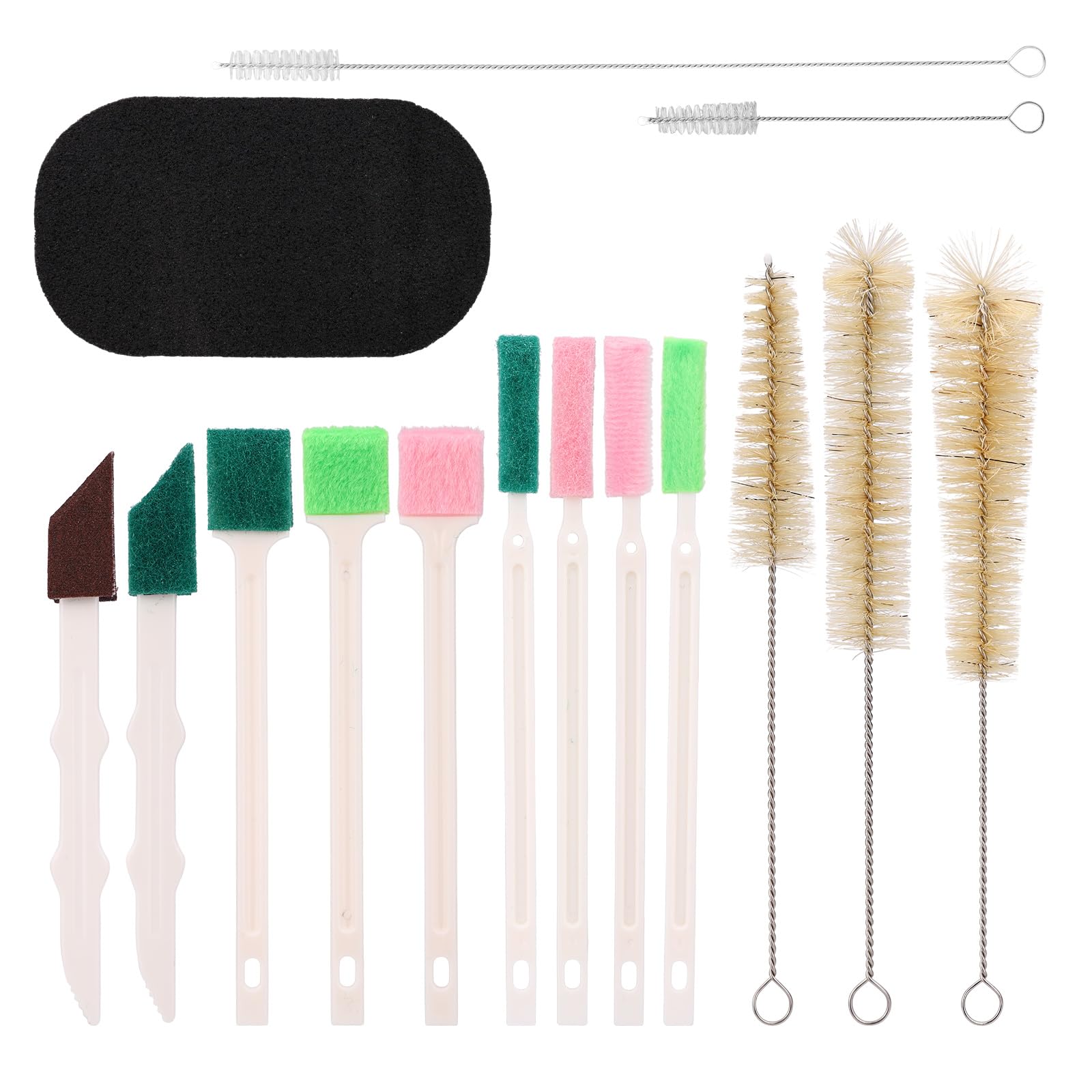 14pzs Kit Limpieza Fuente Agua Mascota, Tamaños Múltiples Materiales Set Cepillos Limpieza Fuente Gato con Esponja Limpiador la Mayoría Dispensadores Agua Mascotas