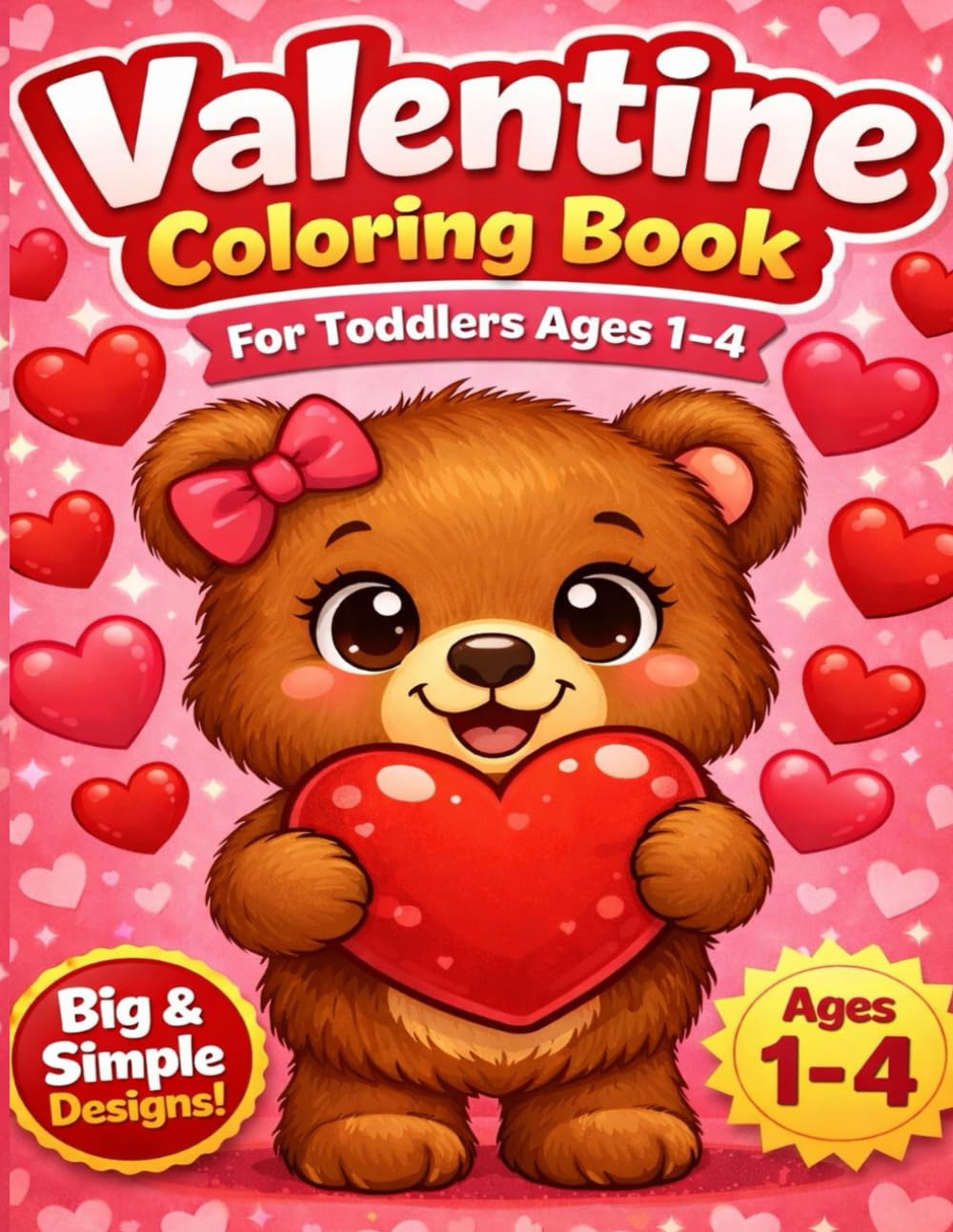 Valentine Fun: Toddler Coloring Book: Cute Hearts, Animals & Simple Designs for Ages 1-4 (Valentine's Day Series)