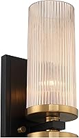 Vista 3 de Stiffel Palais - Lámpara de pared moderna de latón cálido negro con cable de 4 1/4 pulgadas, 2 lámparas acanaladas con pantalla de vidrio champán