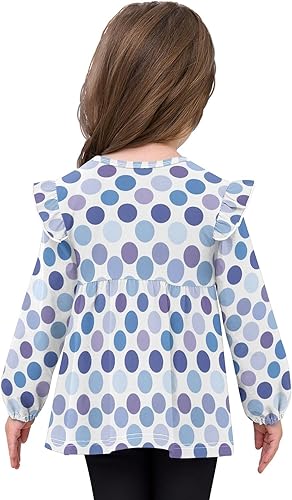Blue Dots Girls' and Toddler Ruffle Long Sleeve Shirt Girls Cotton Tee Tops 18M-5T(5T)