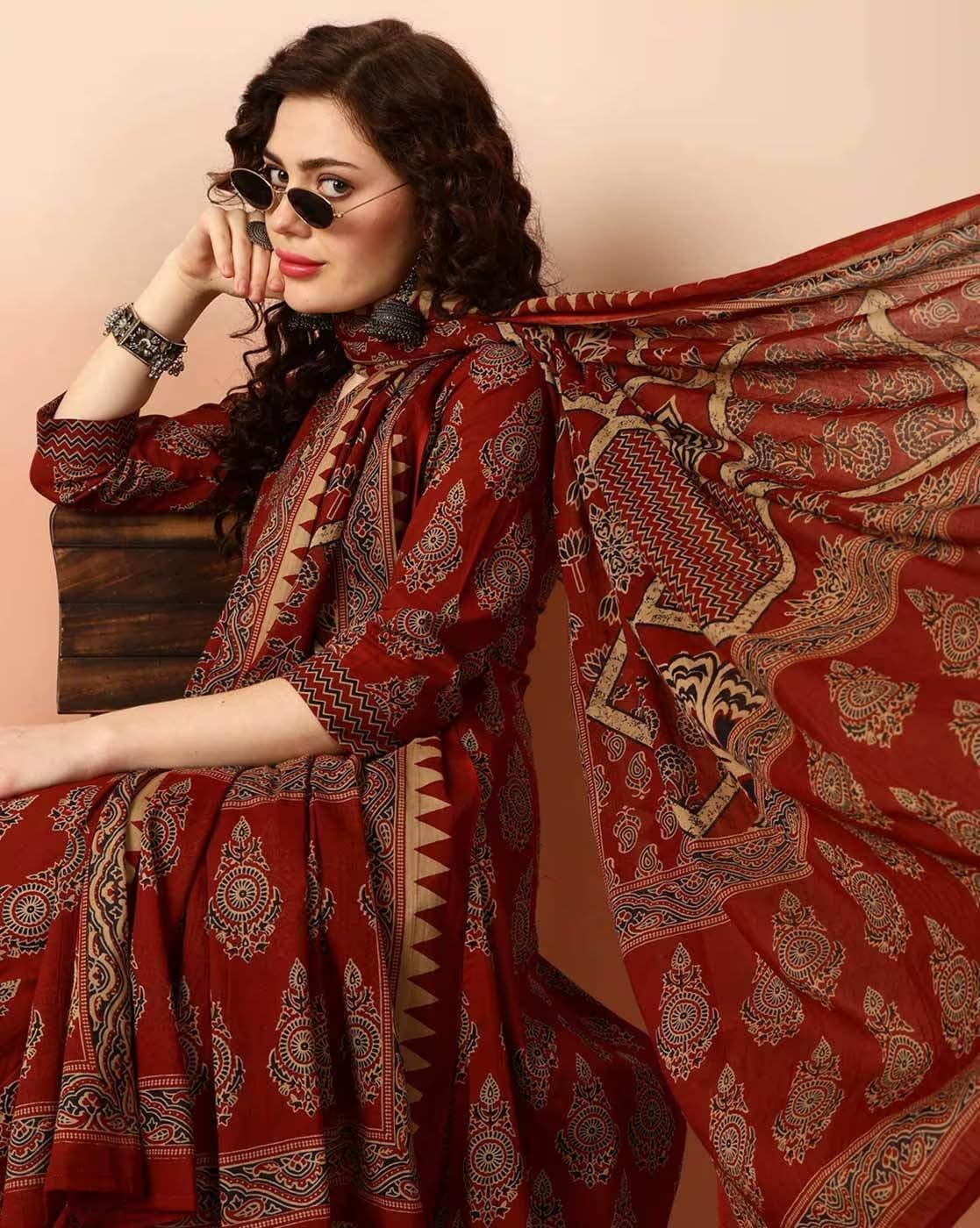 Anarkali Kurta Set für Frauen ethnische indische ausgestellte lange Partykleidung Kleid Set mit Dupatta