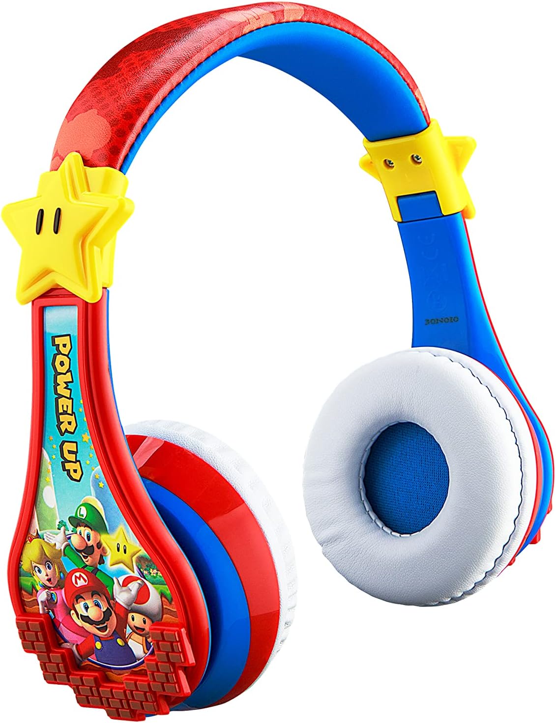 Super Mario Wireless Bluetooth Portable Kids Headphones with Microphone, Volume Reduced to Protect Hearing Rechargeable Battery, Adjustable Kids Headband for School Home or Travel