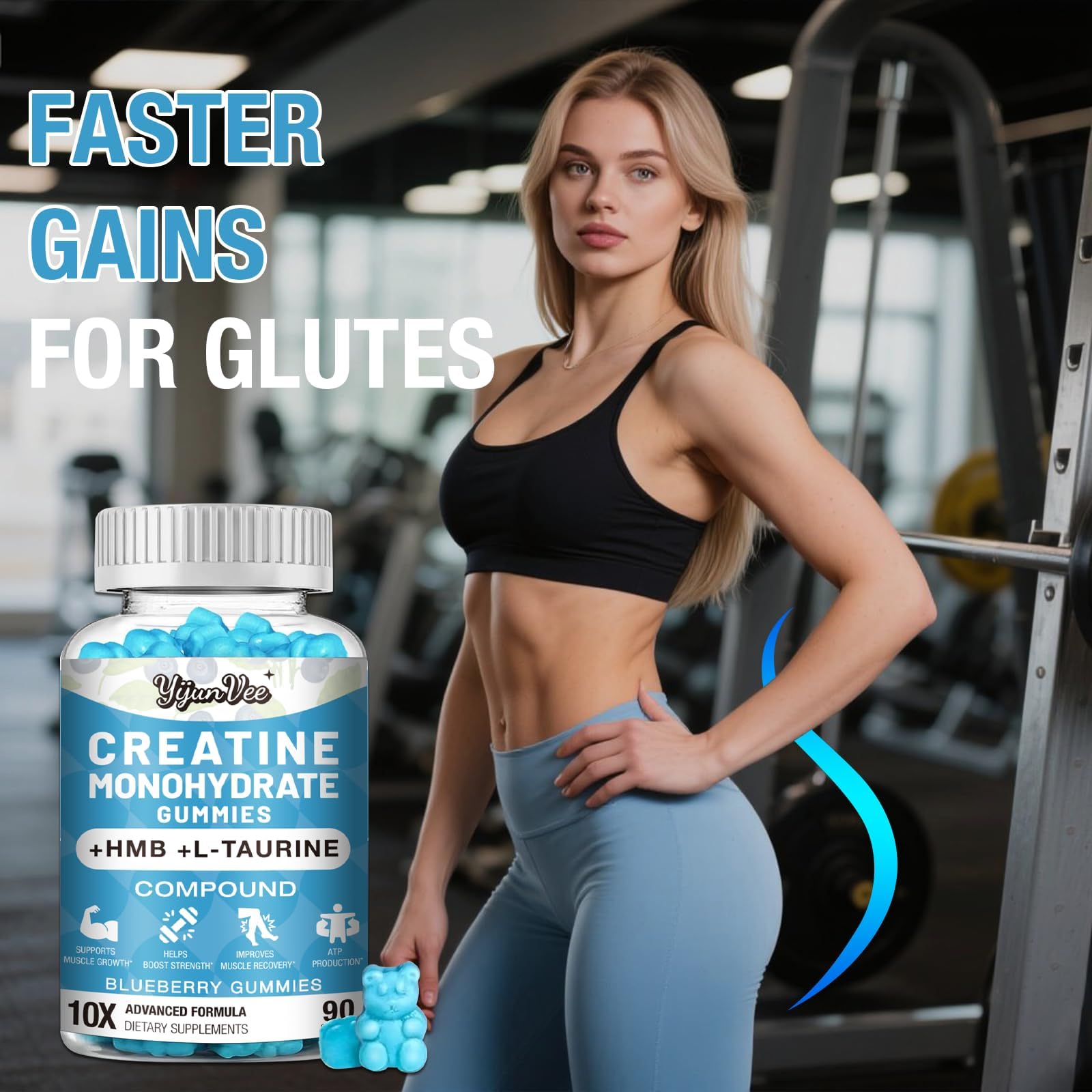 8000MG Creatine HMB Monohydrate Gummies, Creatine for Men & Women, Creatine Supplement with BCAA, L-Taurine & L-Carnitine, Pre Workout Gummies for Muscle Strength & Recovery Support, 180 Ct — Amazon image 7