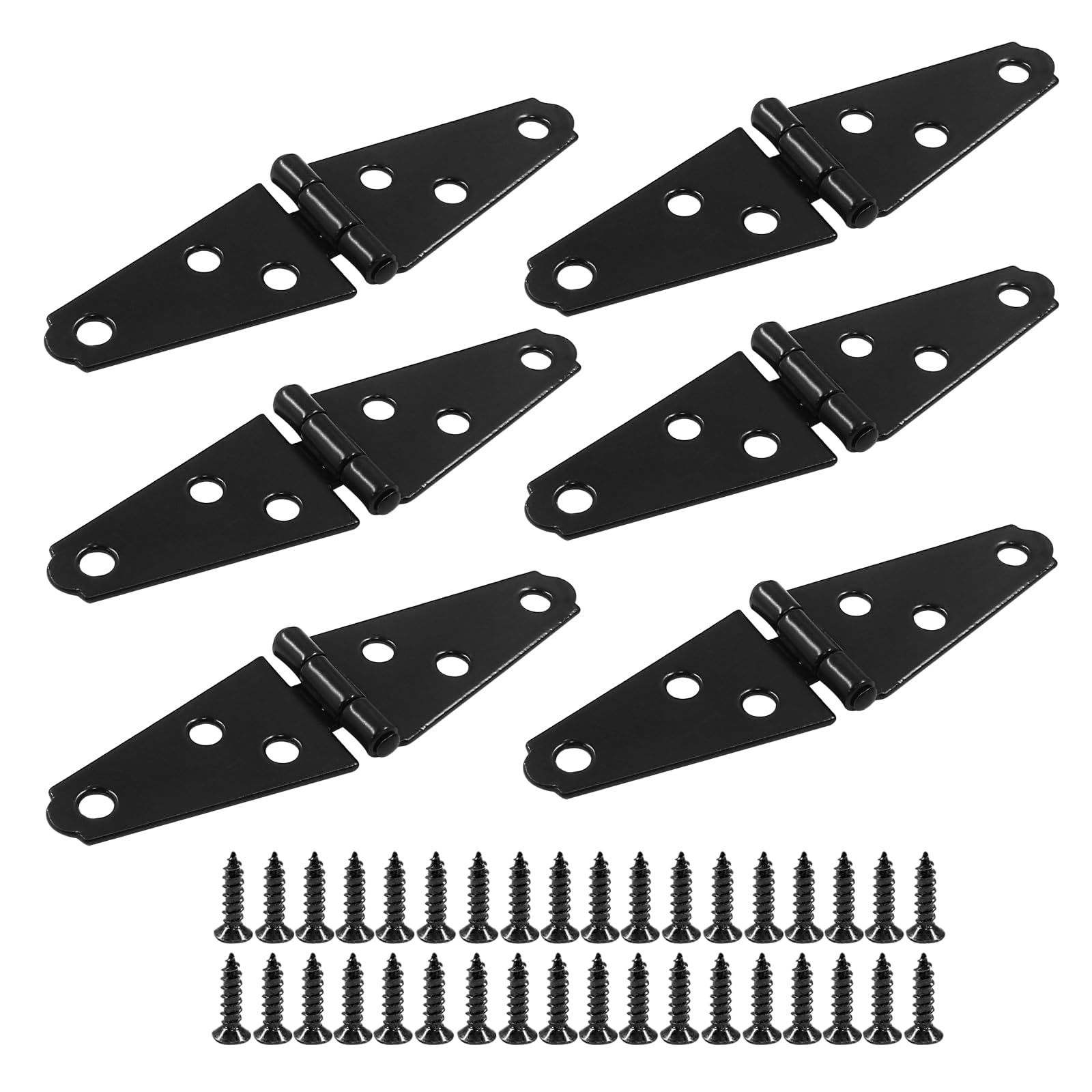 Heavy Duty Strap Hinges - 6 Pack Black -1
