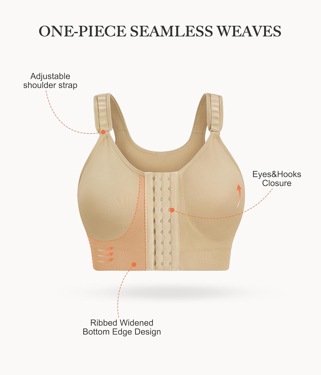 LANCS Wireless Front Closure Bras for Women Compression Mastectomy Bras Surgical Supportive Bra with Adjustable Straps - Image 5