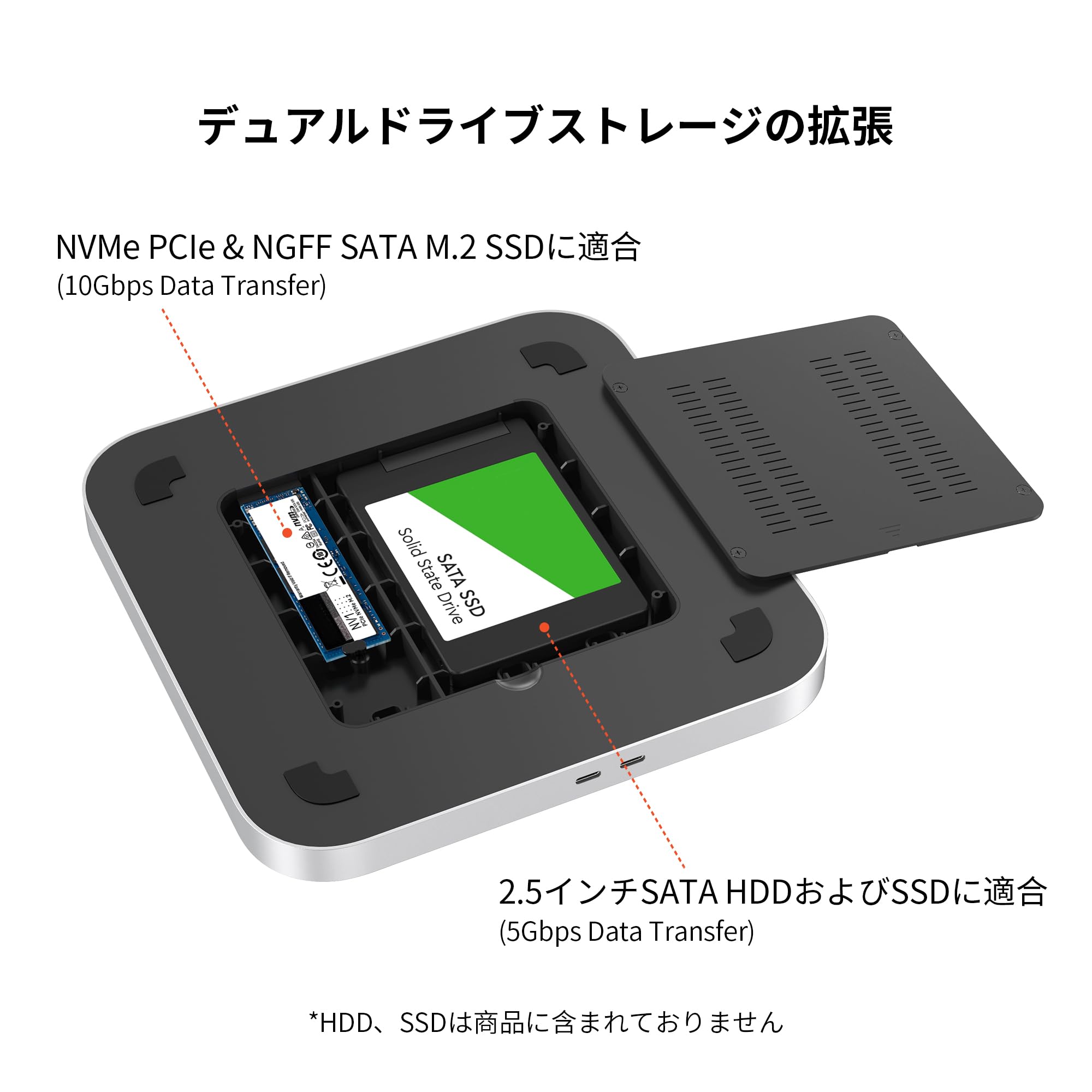 Amazon.co.jp: Qwiizlab Mac mini Dock & Hub SATA/NVMe M.2デュアル