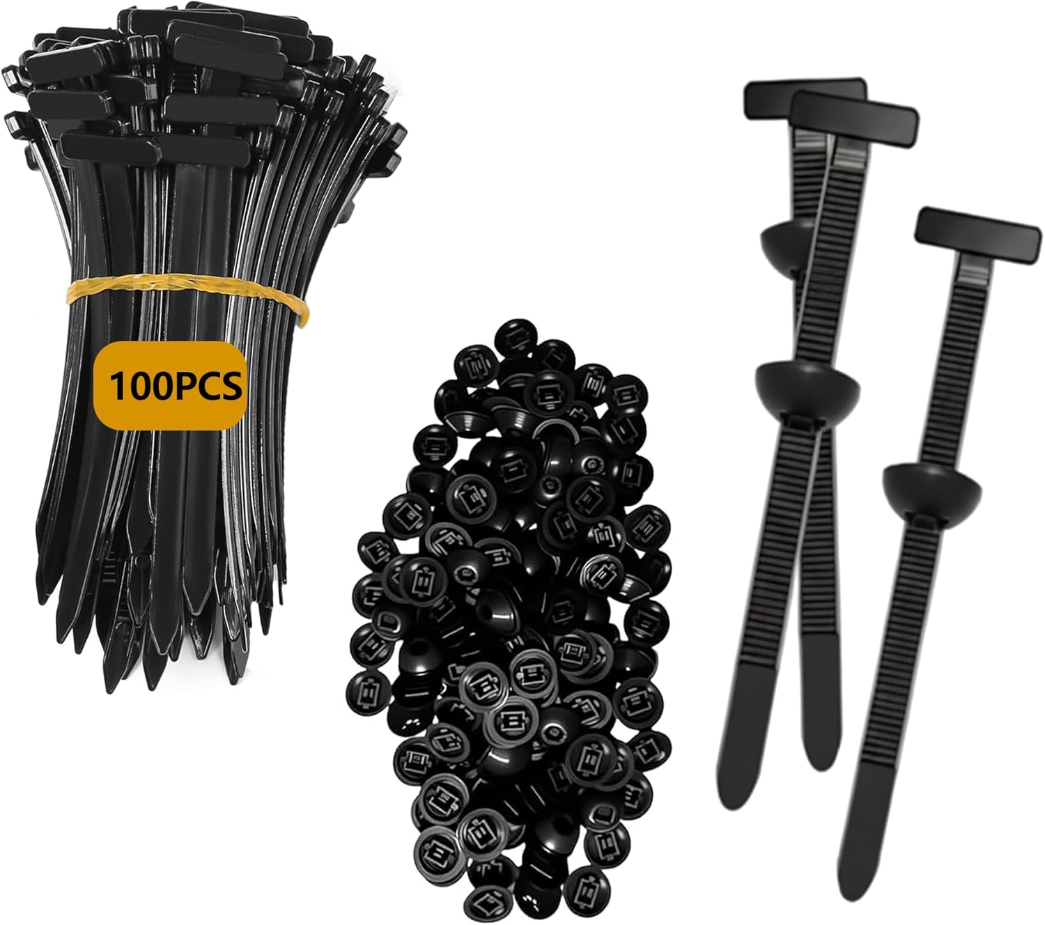 50PCS Nylon Universal Heavy Duty Self-Locking Zip Ties Cable Tie Buckle, UV Resistant for Car Daily Auto Fixing Repair with Pin Button Design