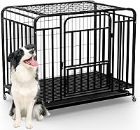 Vista 1 de Jaula indestructible para perros extra grande de 38 pulgadas, puerta doble, a prueba de escapes, fácil de limpiar, resistente para perros