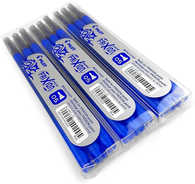 Frixion Point - Ultra Fine Erasable Rollerball - Pack of 9 Refills - Blue - 0.5mm