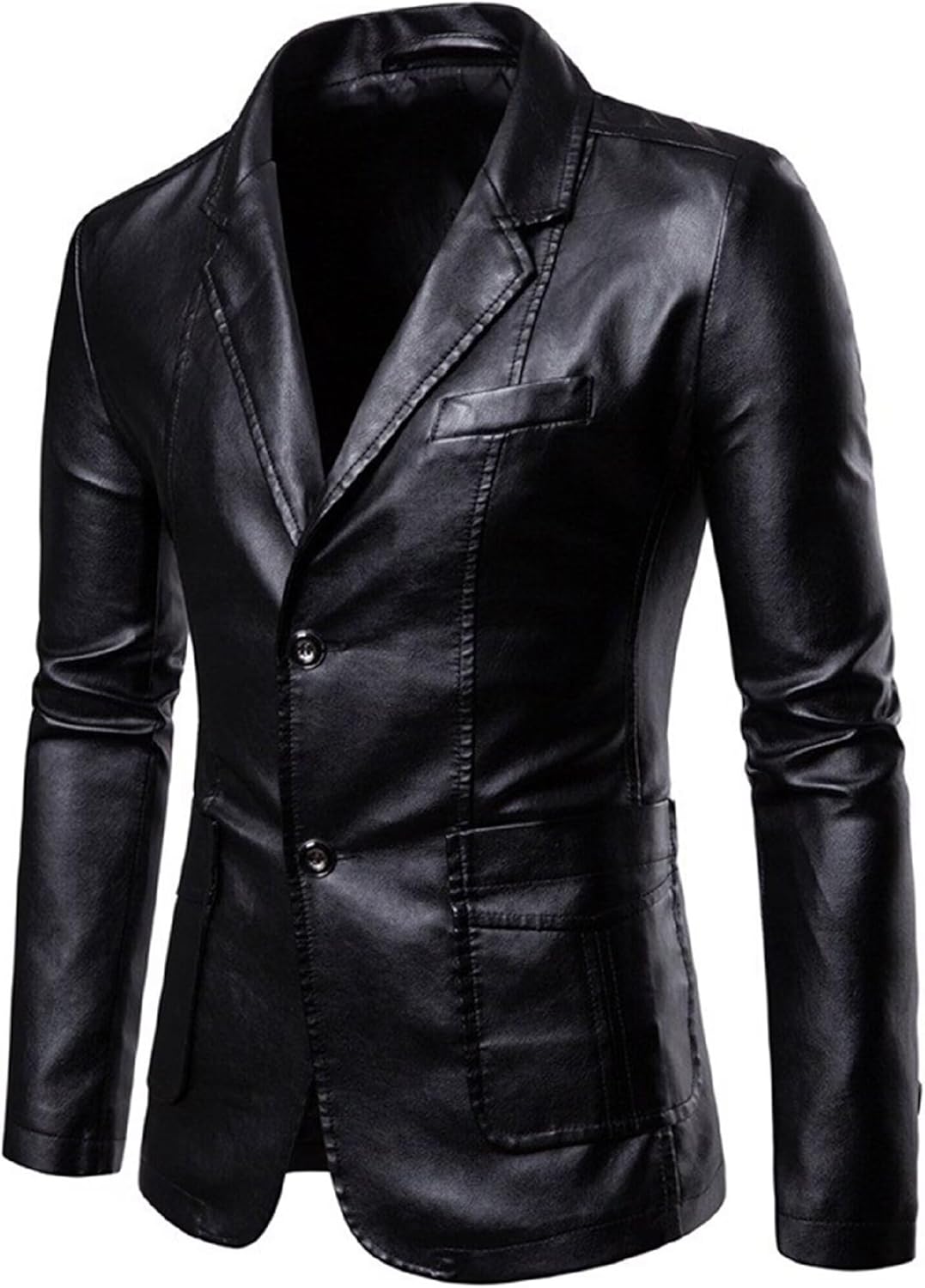 Mens Leather Jacket Faux Leather Motorcycle Jackets Blazer for Men Biker Coat Outwear