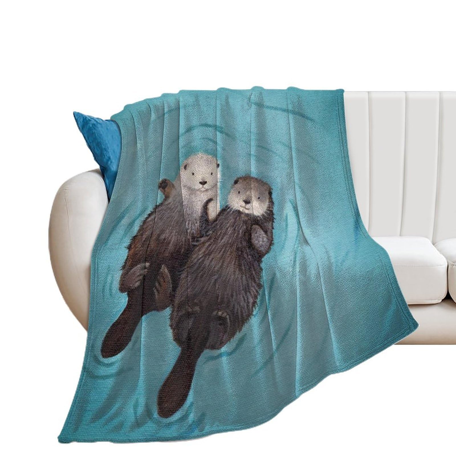 Otters Holding Hands Throw Blanket for Couch Super Soft Warm Lightweight Throw Blankets Cozy Flannel Bed Blanket Cute Decorative Blankets for All Seasons Home Decor Gift 50"*60"（130 * 150cm）