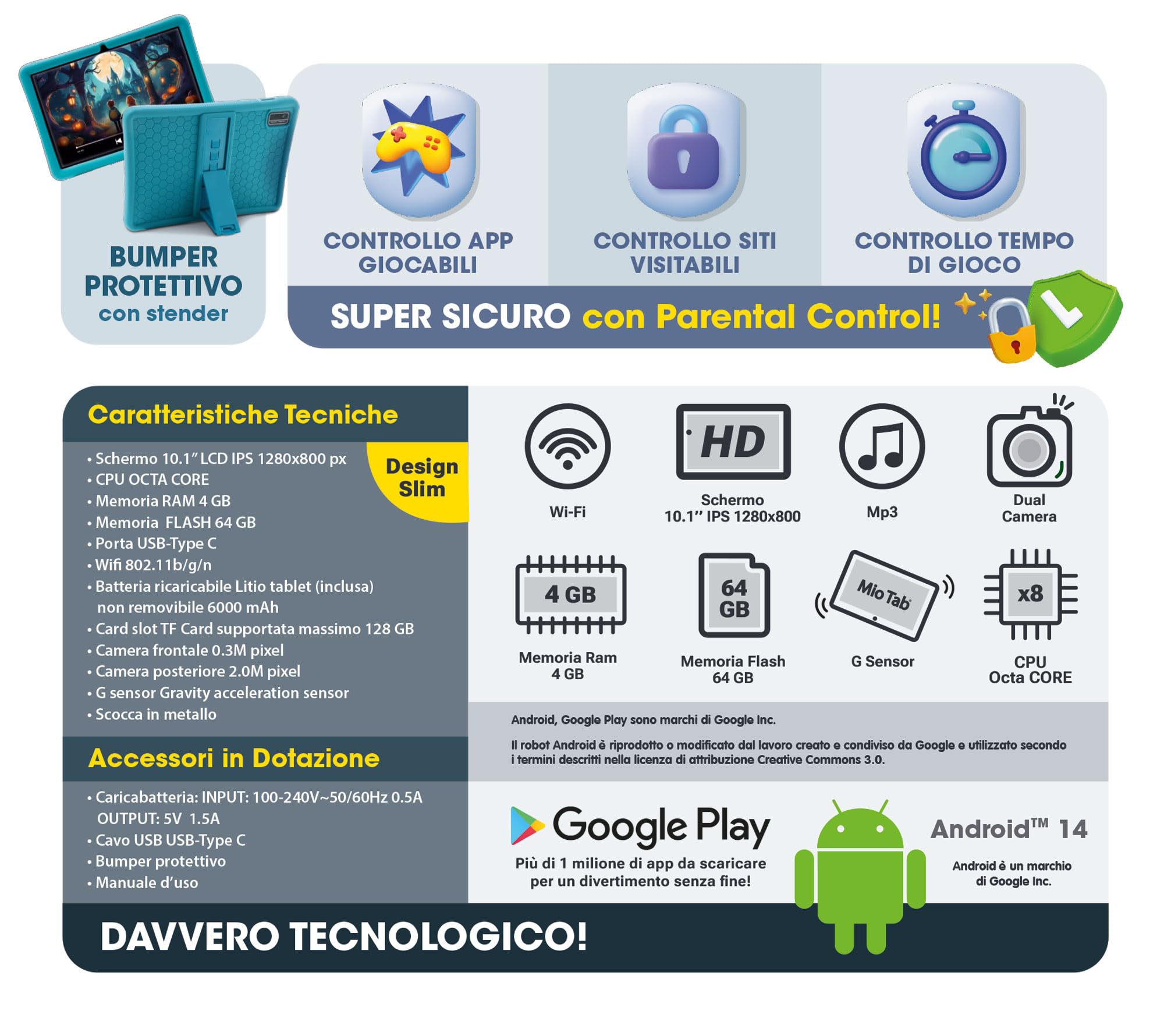 Lisciani Giochi - Hi Tech Educativo Mio Tab L.I.A. 10", 114221
