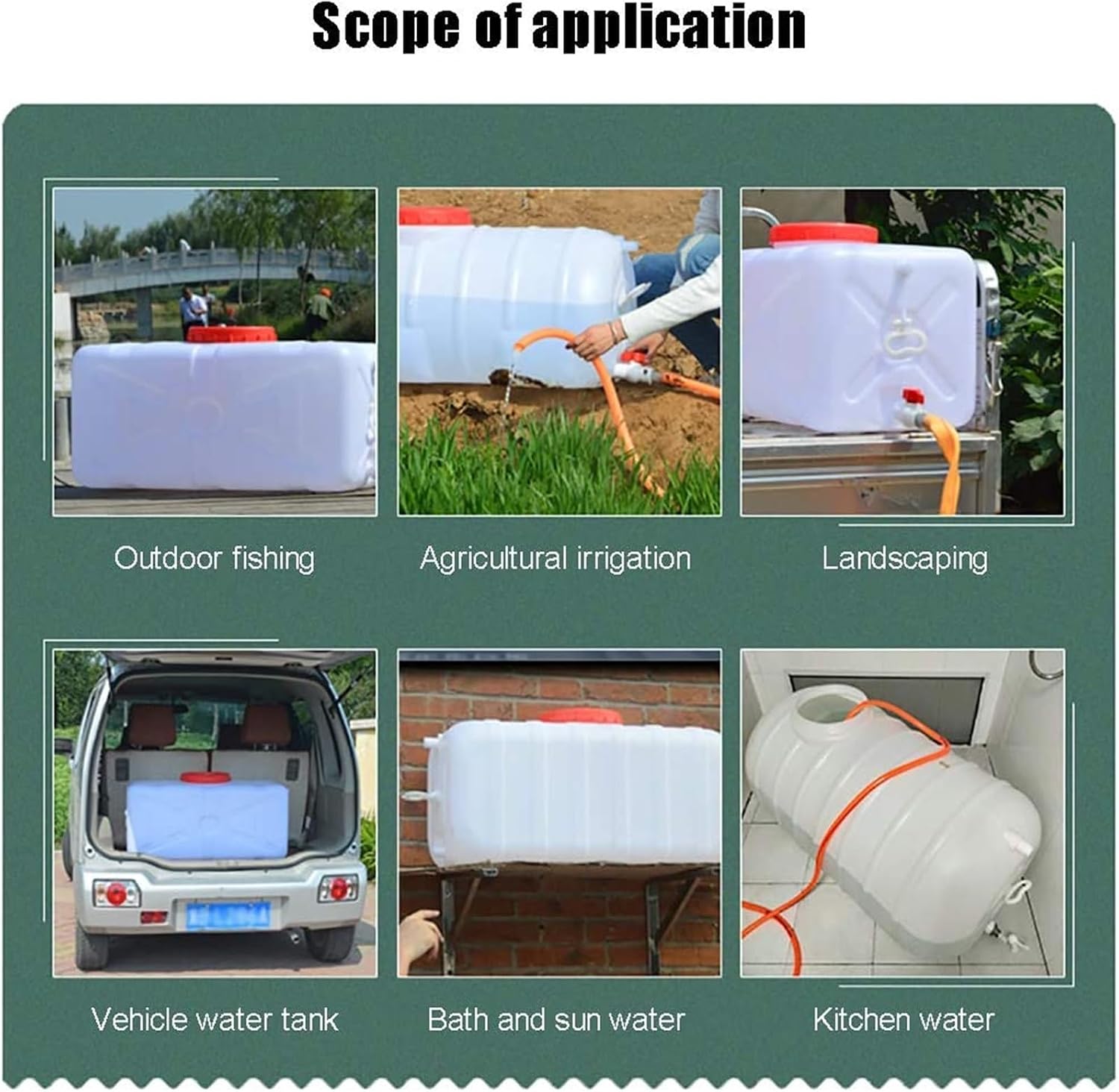 Large Capacity Water Tank Portable Horizontal Water Storage Container with Faucet Plastic Water Storage Cube for Household Water Camping Outdoor Self-Driving Tour(200L)