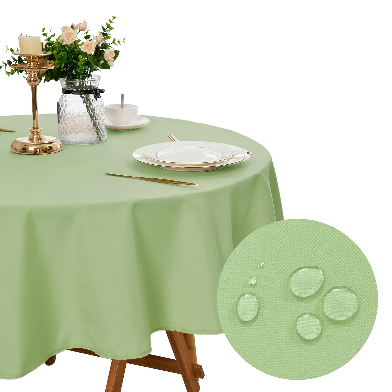 DWCN Round Tablecloth Wipe Clean Tablecloth Outdoor Table Cloth Round 120cm — image 1