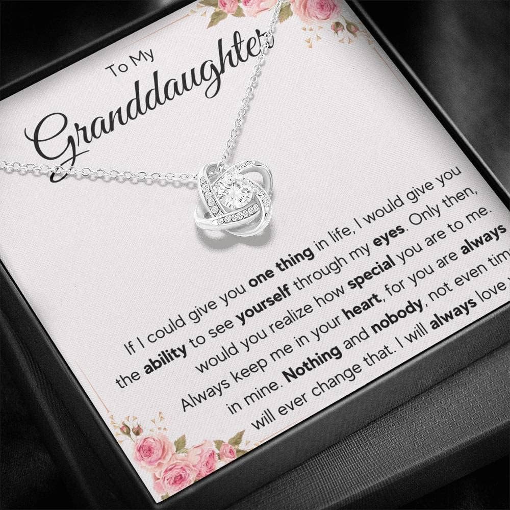Granddaughter Necklace Gifts From Grandma Grandmother or Grandpa Grandfather To My Granddaughter Graduation Birthday Pendant Jewelry with Message Card and Gift Box (Standard Box, My Eyes Knot) - Image 2