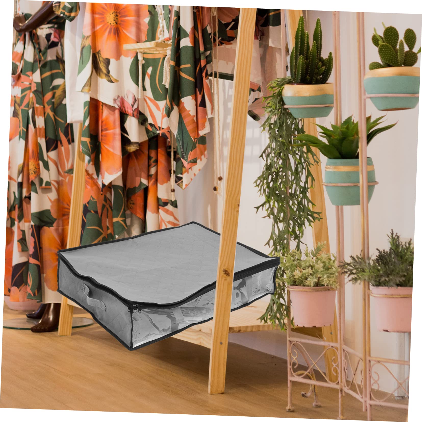 Sosoport 3 pezzi Organizer per Vestiti Pieghevole in Non Resistente Borsa Portaoggetti Sottoletto per Armadio Contenitore per Lenzuola Coperte e Piumoni Grigio