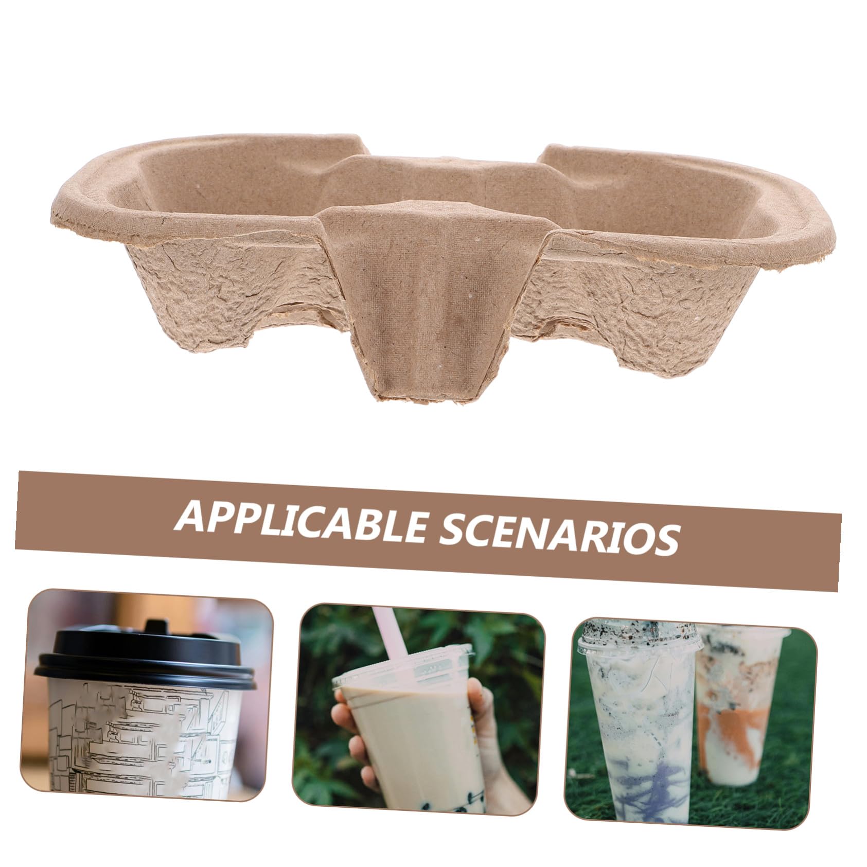 Portador de Bebidas Paquete de 50 Unidades para Llevar de Pulpa de Papel Diseño Ligero y Fácil de Usar 2 Orificios Adecuado para Restaurantes y Fiestas
