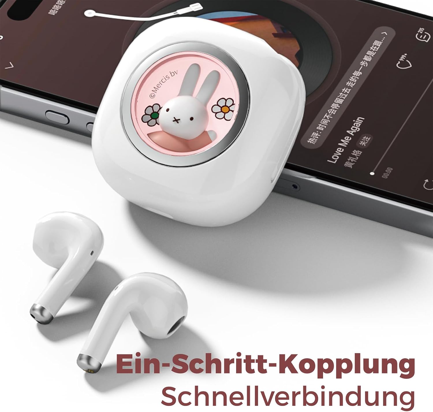 Miffy Bluetooth 5.3 Earbuds-Pro - IPX5 Waterproof, Touch Controls, Adorable Reusable Miffy 3D Iron Box Packaging.(Pink)