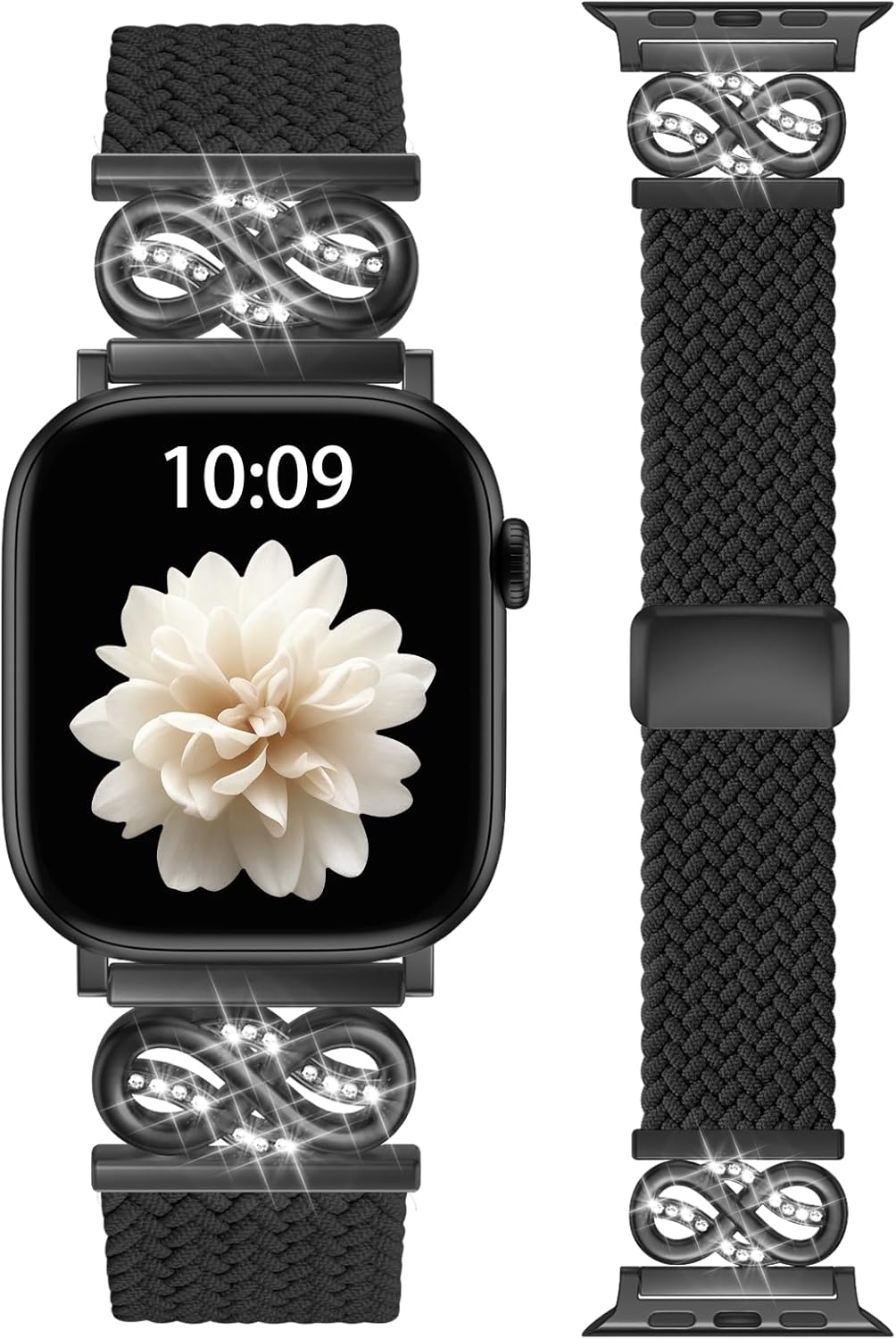 Dirrelo Braided Magnetic Stretchy Nylon Band Compatible for Apple Watch Bands Women 40/41/38/42/44/45/46/49mm, Designer Dressy Infinity Elastic Strap for iWatch Series 11 10 9 8 7 6 5 4 SE/Ultra 3 2 1