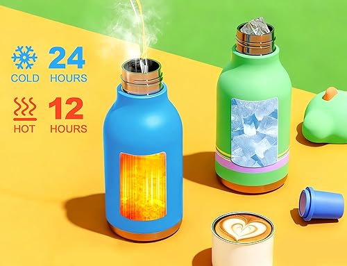 Miniatura 8 de DLOCCOLD Botella de agua aislada de acero inoxidable con cabeza de animal de dinosaurio suave desmontable