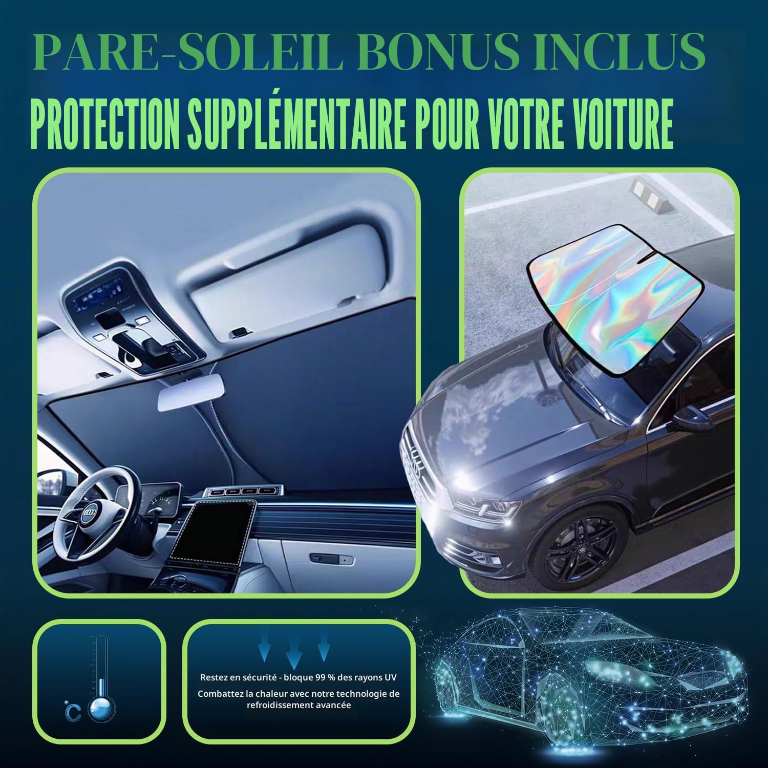 Cowtcver Bâche Anti-Grêle Voiture Imperméable pour Berline 450 à 470cm