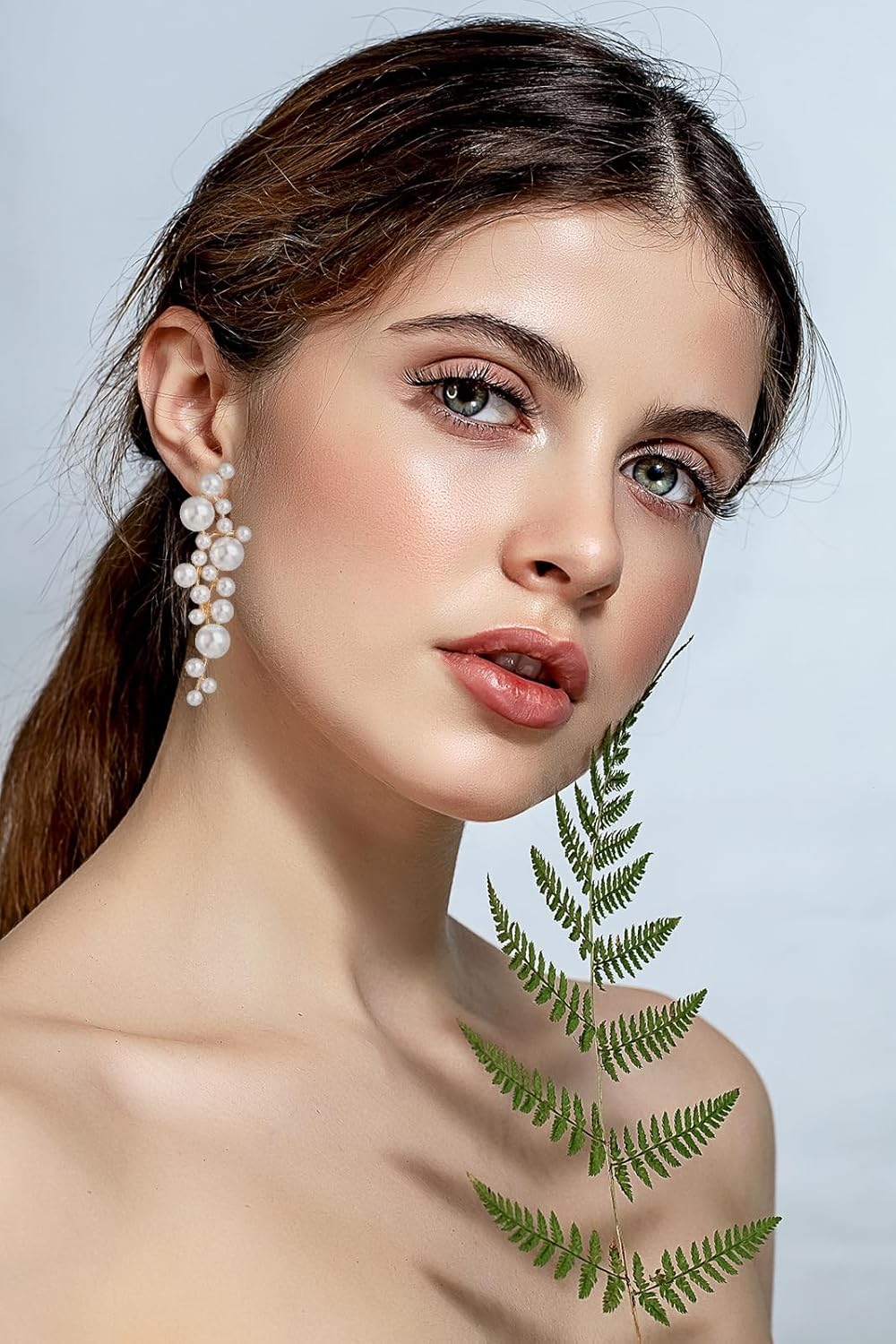 Pearl Dangle Earrings Long Tassel Pearl Earrings for Women Dainty Pearl Chain Earrings Prom Jewelry - Image 3