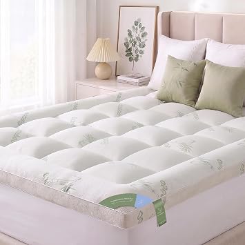 Short Queen Mattress Topper,1200 GSM Viscose Derived from Bamboo Pillow Top