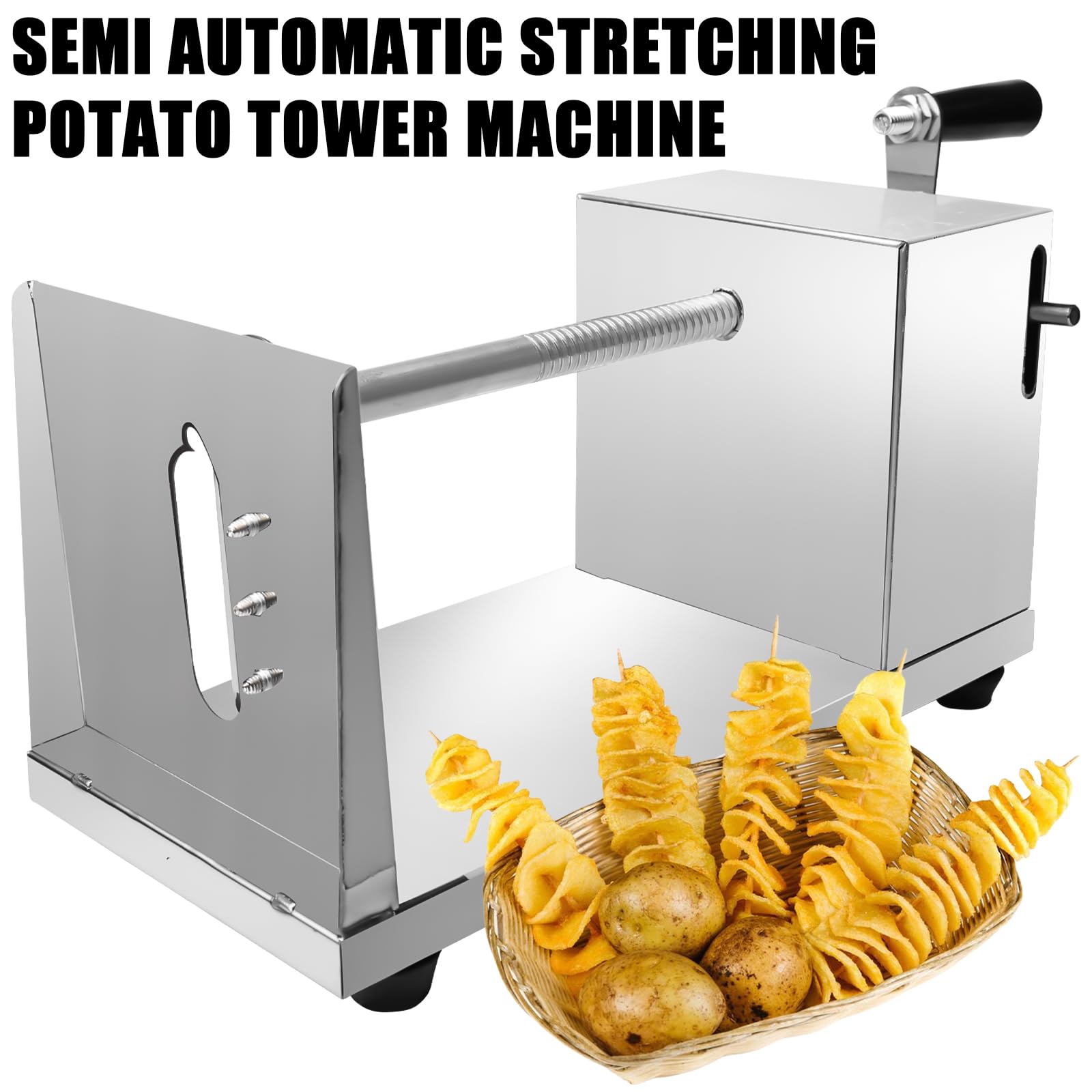 GBKDQQ Affettatrice a spirale per patate, in acciaio inox, con 50 spiedini di bambù, per frutta, patate, chip Tornado