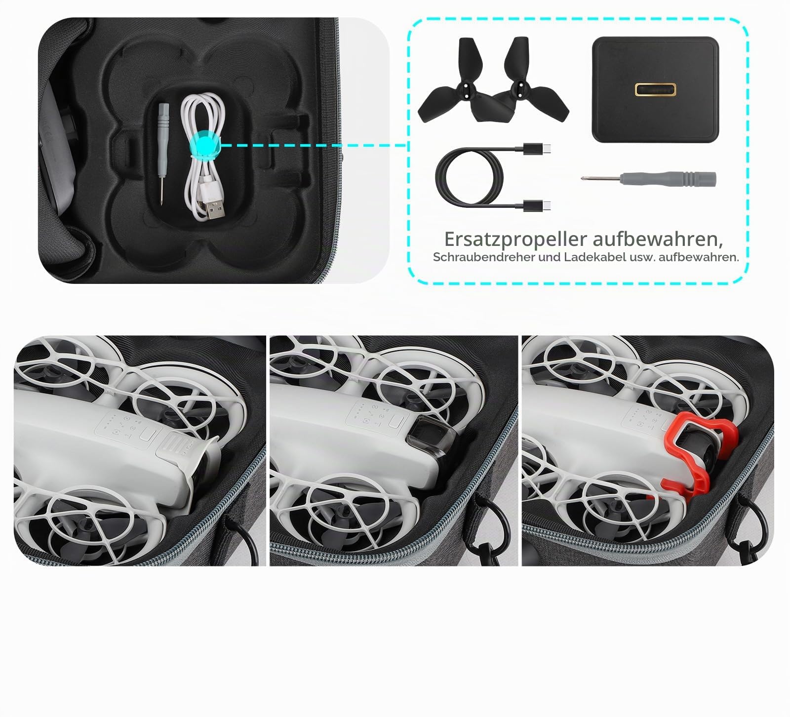 Tasche Tragbare für DJI Neo Motion Fly More Combo Aufbewahrungstasche für Goggles N3 Reisetasche Anti-Kratz Tragetasche Drohnen Zubehör Aufbewahrungskoffer