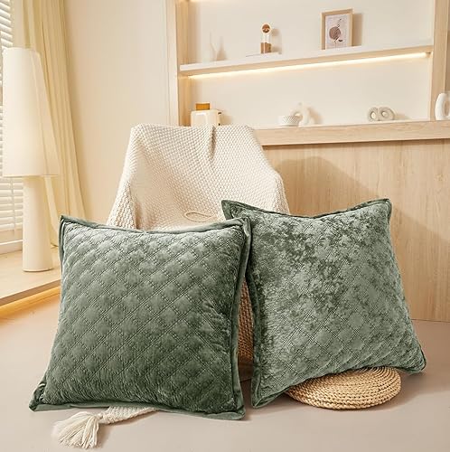 Miniatura 5 de COCOPLOCEUS 1 funda de almohada de 24 x 24 pulgadas, funda de terciopelo europea, funda decorativa estilo rural, fundas de cojín cuadradas con