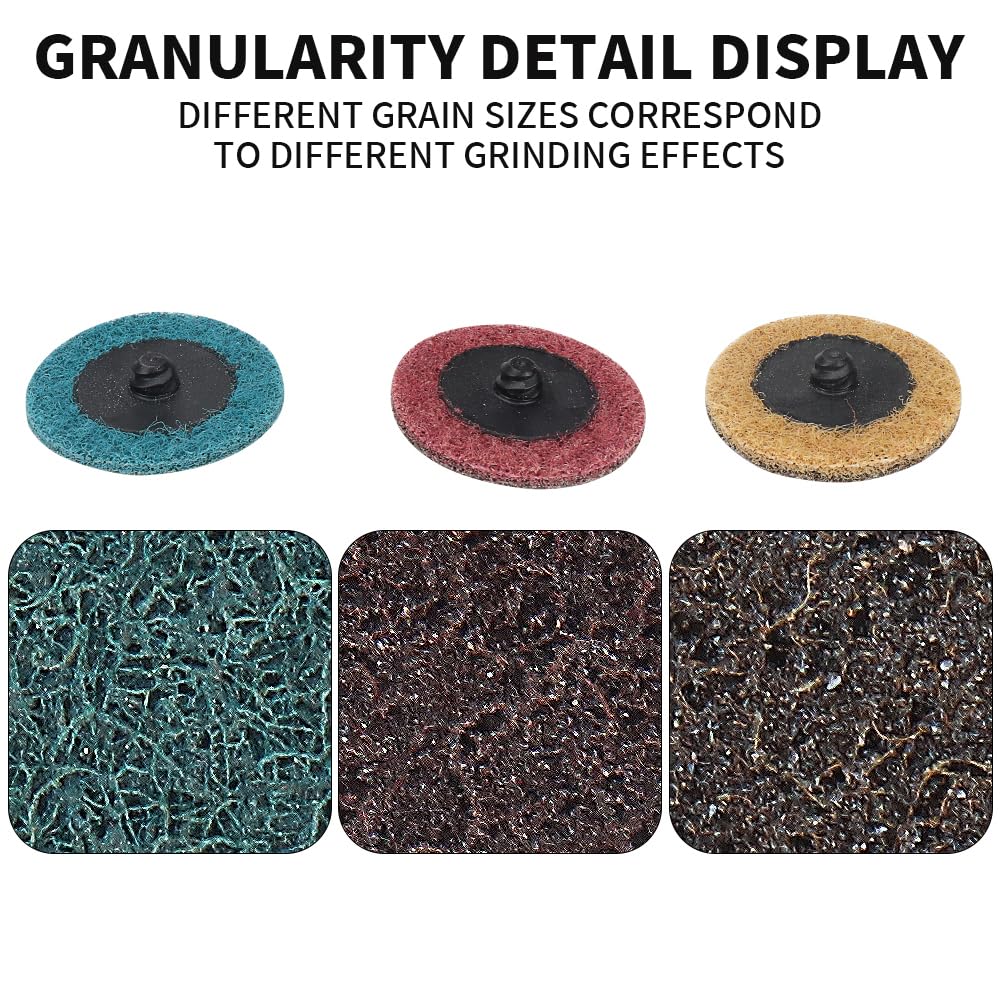 25 Stks 1 Quick Change Schuurschijven Set, Fijne Medium Grof Grit Roll Lock Disc Oppervlak Conditioning Schijven Tool R-Type met 1/4 '' Disc Pad Houder voor Die Grinder, Hoge kwaliteit Schuurpads