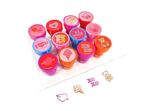 TINYMILLS Valentine’s Day Stamp Kit for Kids 12 Pack –