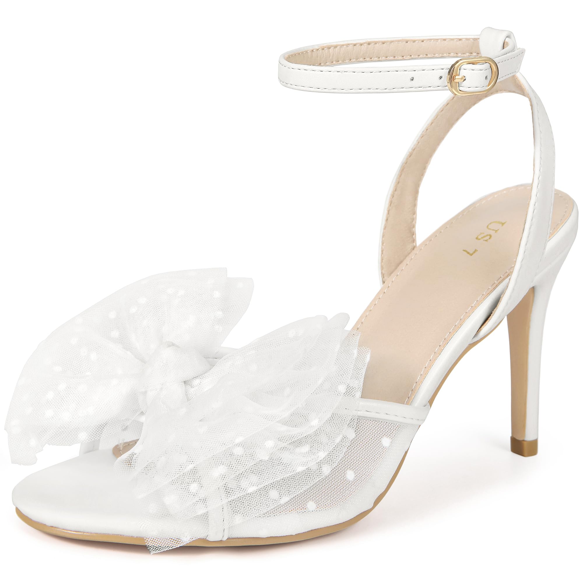 Perphy Bridal Heel Slingback Stiletto Heels Bow Wedding Shoes for Women