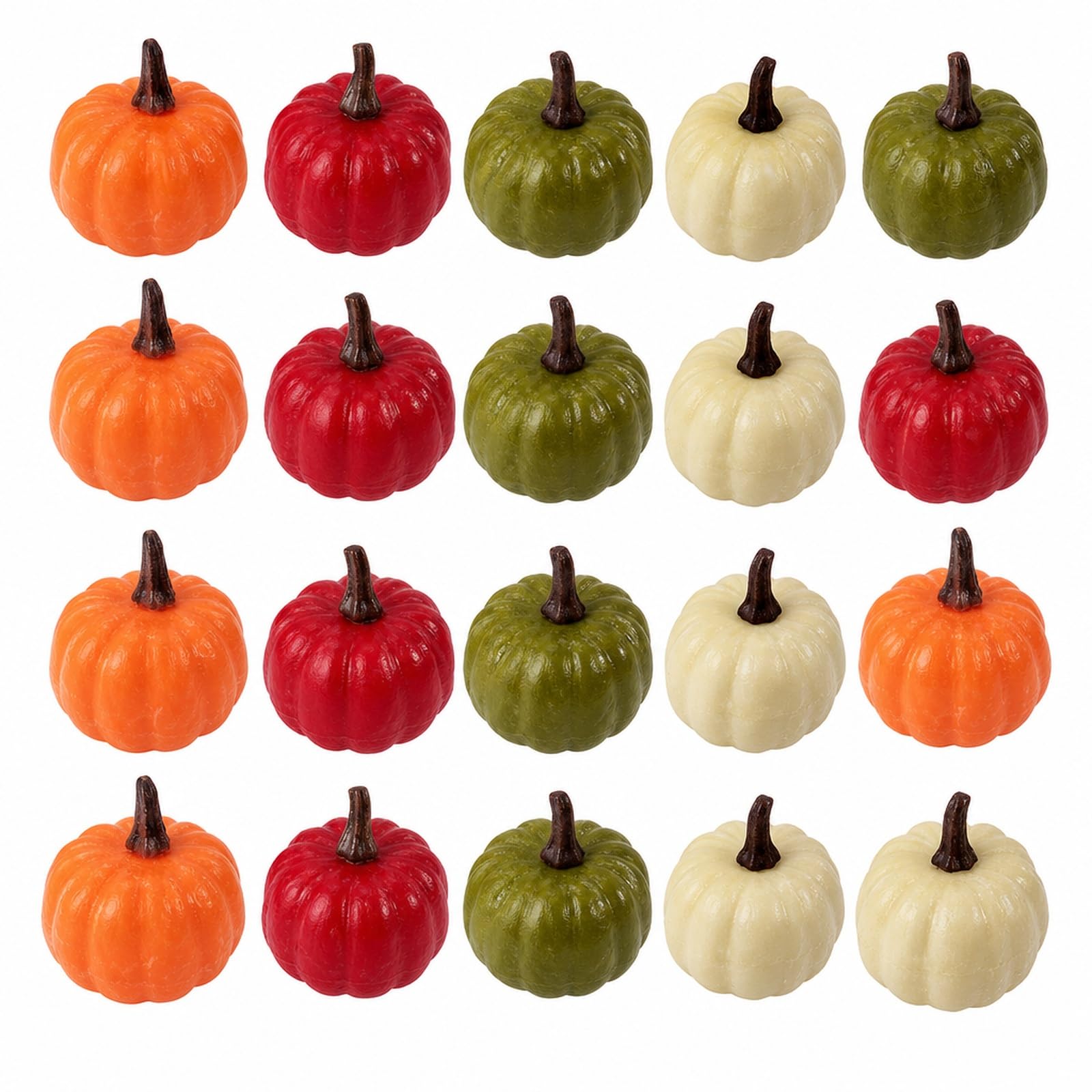 MXHBSTP 20PCS Mini Pumpkins, for Autumn Harvest Decorations, DIY Craft Projects and Seasonal Home Displays, Includes Green Yellow Red White