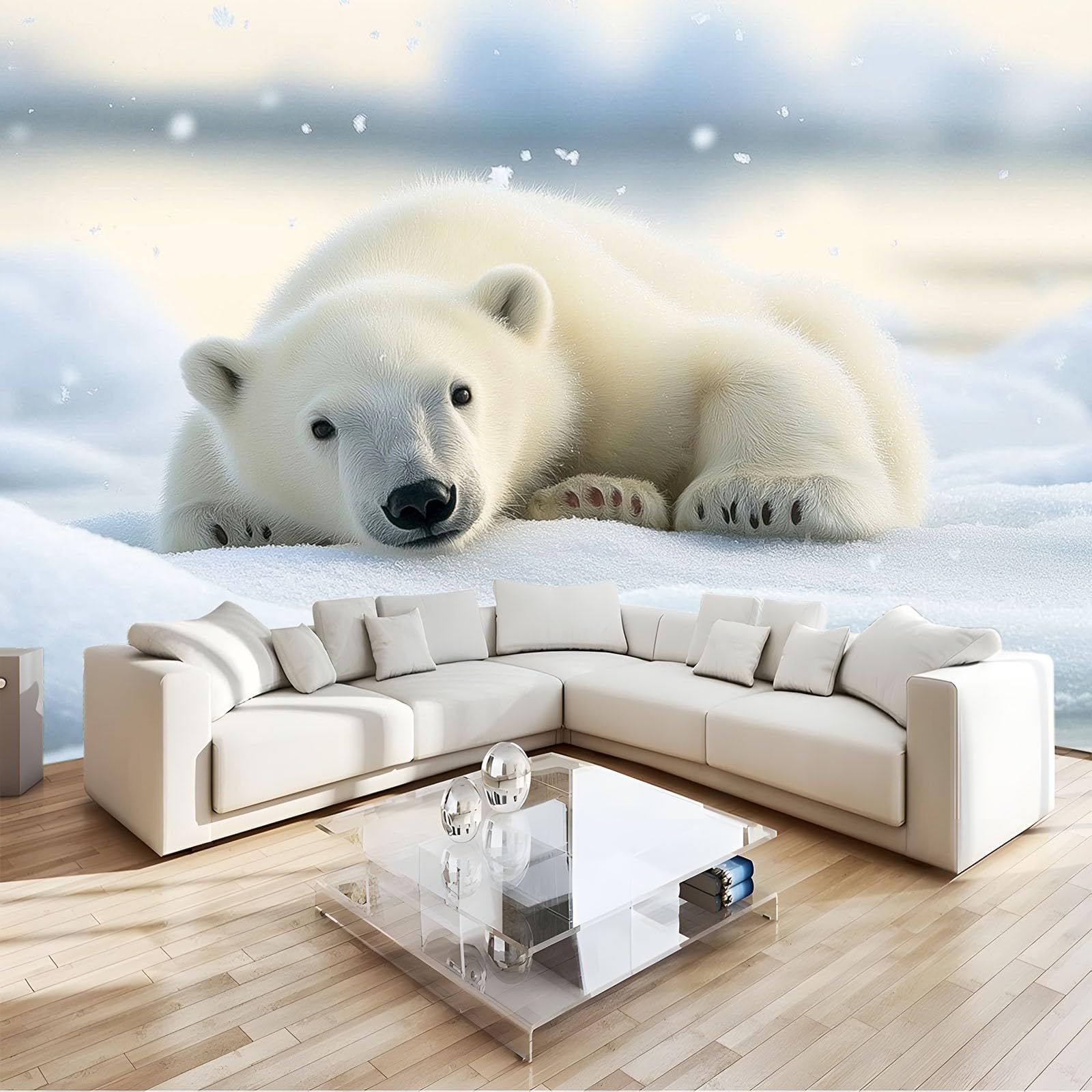 Papier peint animal ours polaire 3D pour la chambre d'enfant