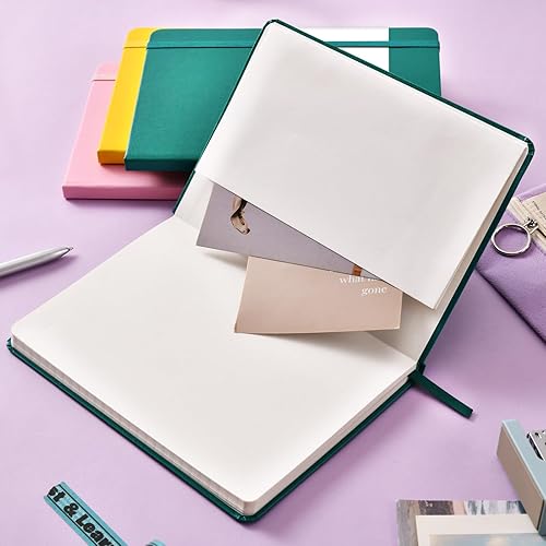 Miniatura 8 de Cuaderno rayado  Paquete de 3 cuadernos A5 con bolsillo trasero, cuaderno rayado, diario en espiral para mujeres, 5.7 x 8.4 pulgadas, 128 páginas,