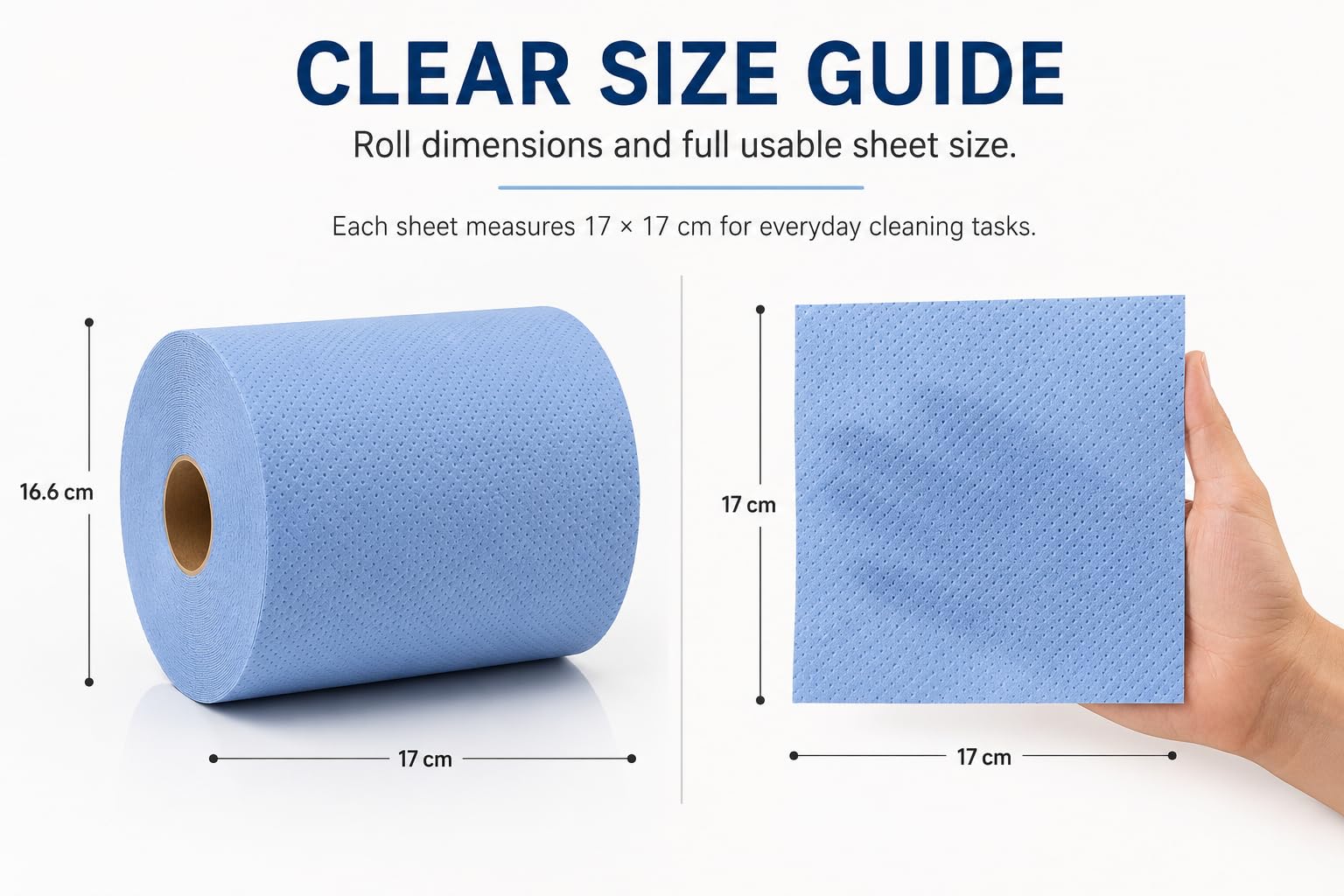 Blue Roll - Toallas de papel de alimentación central de 2 capas, papel de seda, toallitas de limpieza fuertes y absorbentes para restaurante, hogar, cocina, baño, taller, uso industrial