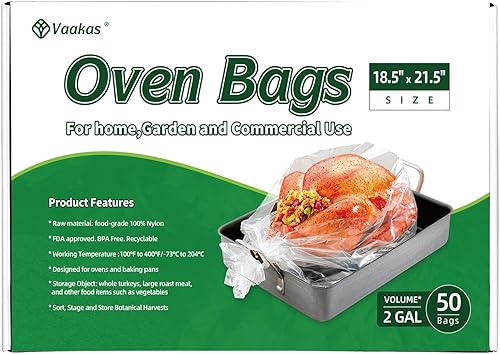 Bolsas para horno de pavo, bolsas multiusos para horno, hornear y cosechar, a prueba de olores, seguras para cocinar carnes, pescado y verduras,
