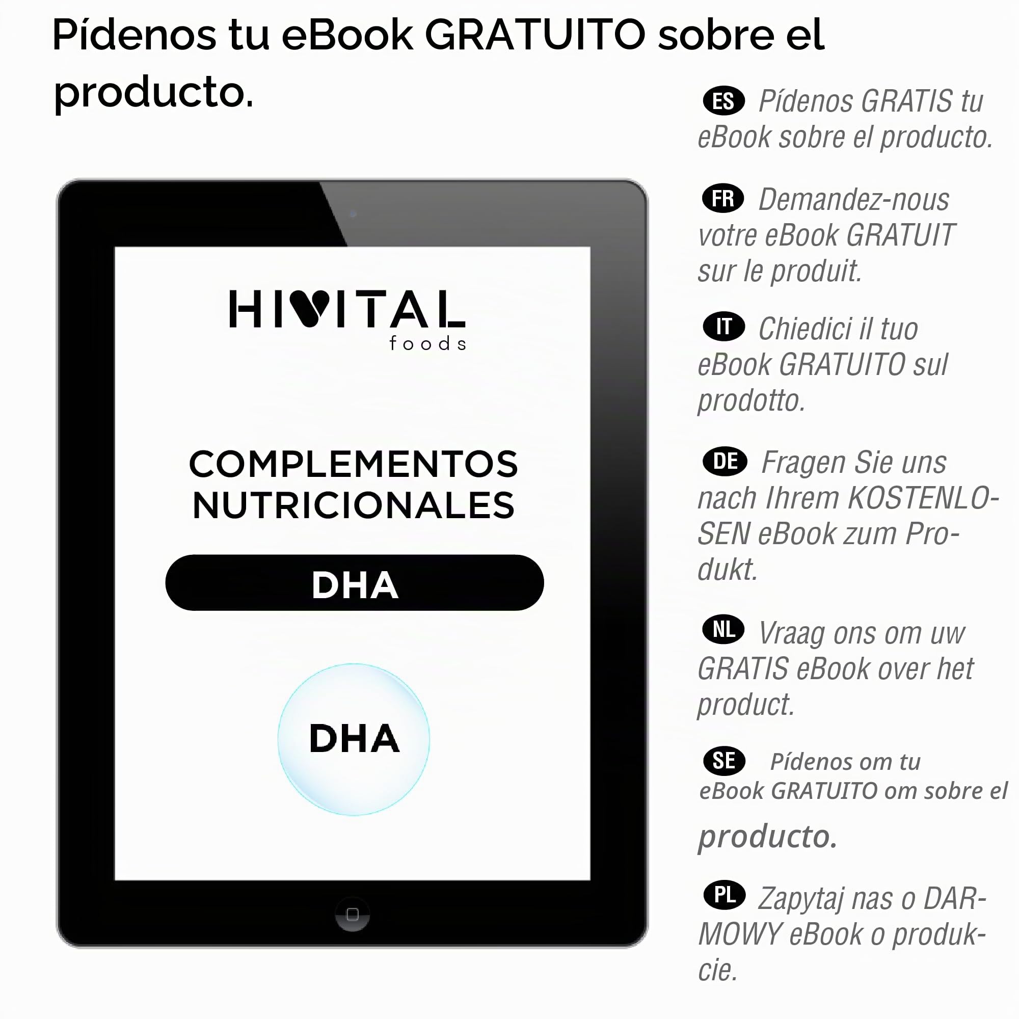 DHA 3200 mg. 180 cápsulas blandas para 2 meses de tratamiento. Con Aceite de Pescado Natural en forma de Triglicérido. Natural, Sin Gluten, NO-GMO. Fabricado en España por Hivital