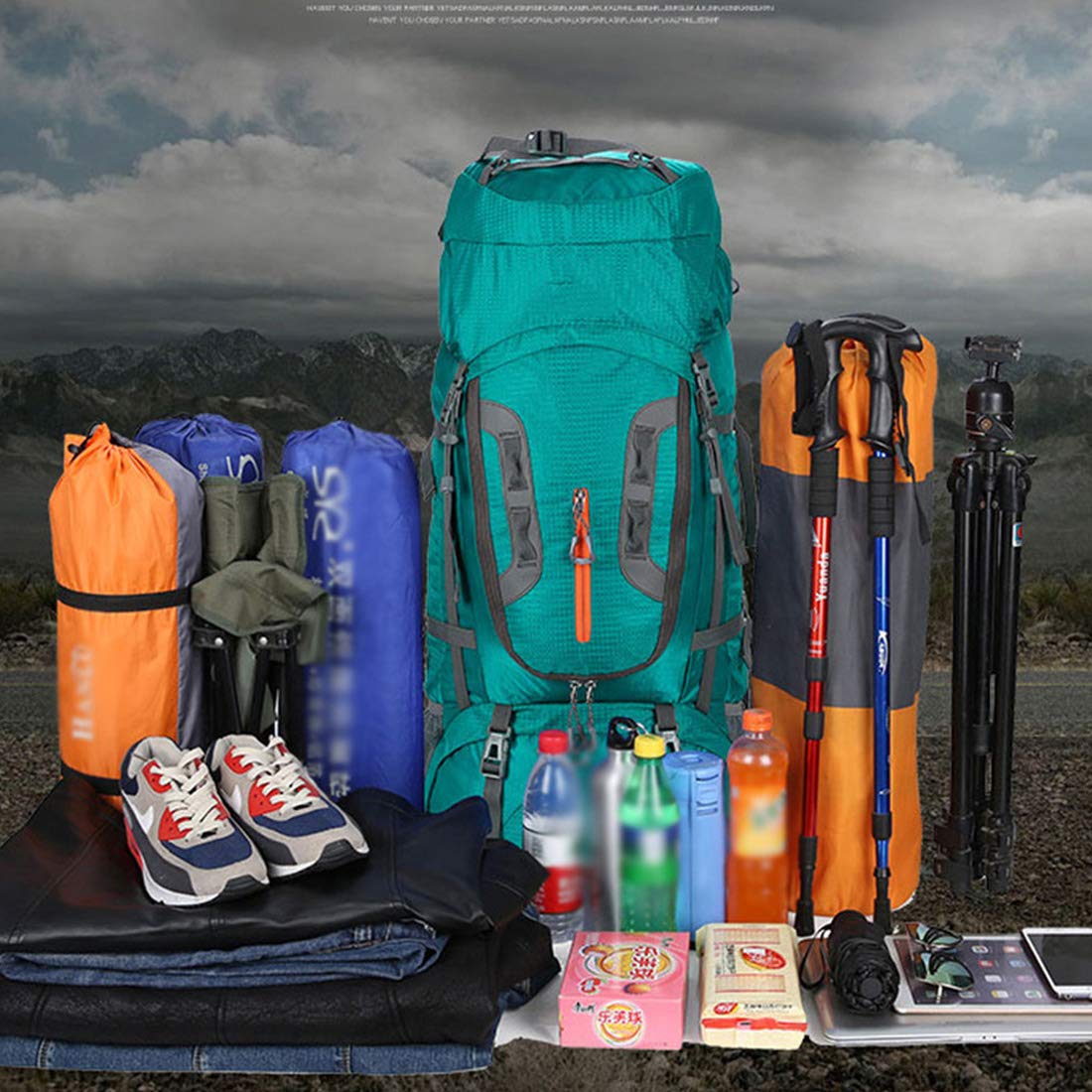 Wanderrucksack 80L Großer Outdoor-Rucksack wasserdichte Reisetaschen Camping Wandern Damen Kletterrucksack Herren Sporttasche
