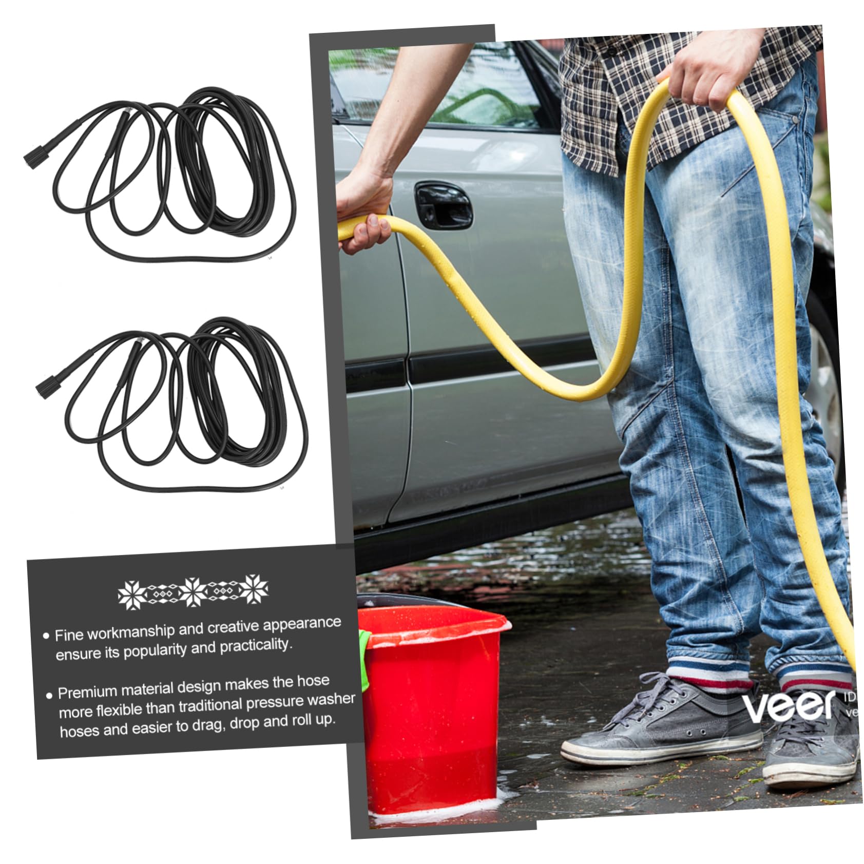 Gogogmee High Pressure Washer Extension Hose 15m Long Strong Sturdy Water Cleaning for K2 K3 K4 Models