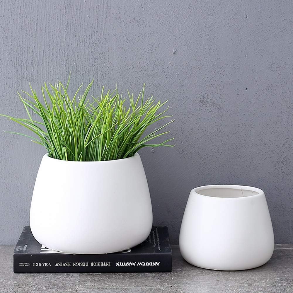 Czarno-biała ceramiczna doniczka ogrodowa doniczka ceramiczna doniczka na sukulenty kaktus doniczka ceramiczna dom ogród ozdoby kolorowe doniczki z podstawką - biała ||18,5 * 14,5 cm