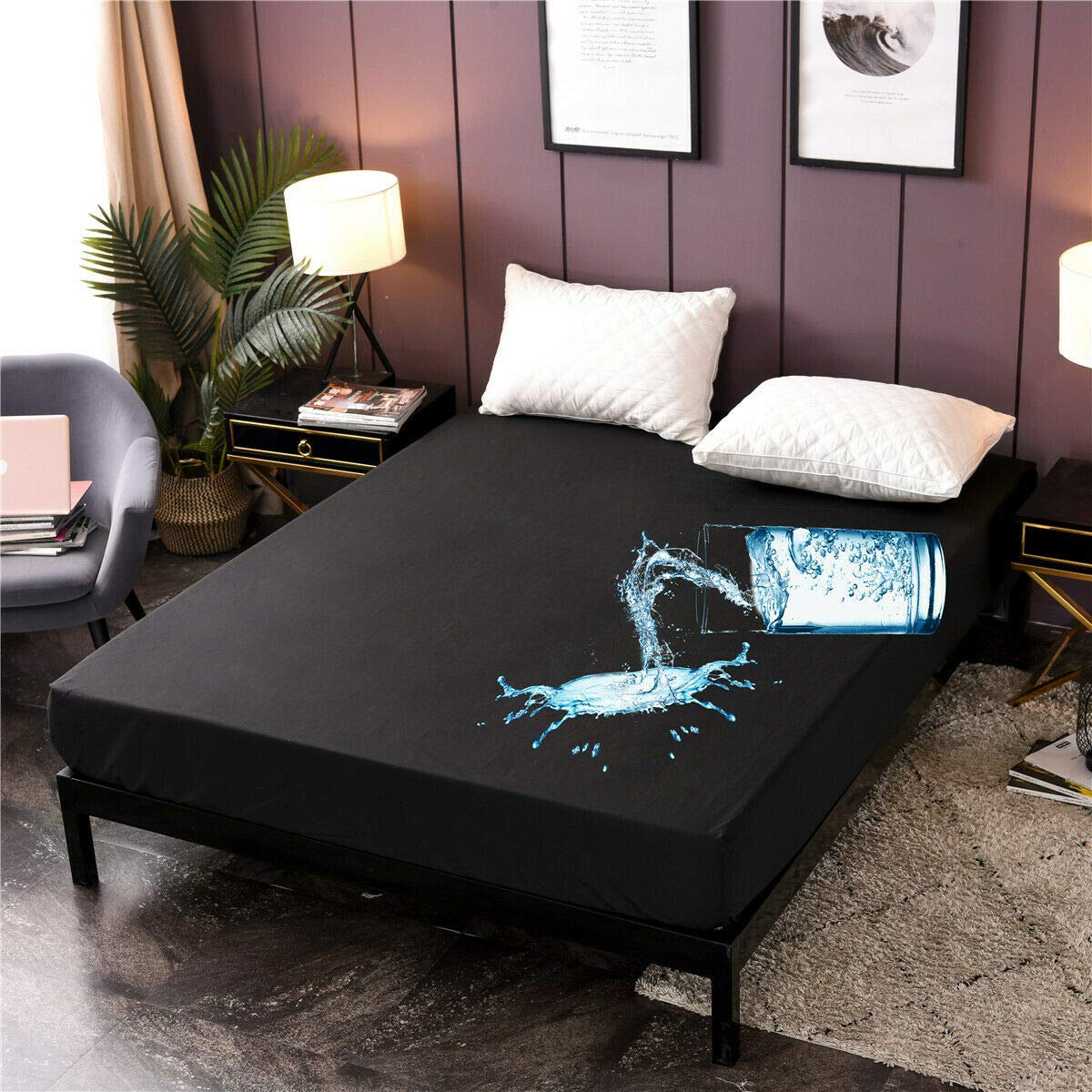 Holawakaka King Waterproof Mattress Encasement Protector Black Fitted Sheet Breathable Bed Mattress Pad Cover 14 Deep Pocket Black