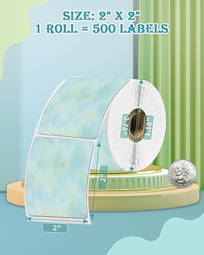 Miniatura 2 de Itari Etiquetas adhesivas térmicas cuadradas de 2 pulgadas, etiquetas térmicas directas autoadhesivas, etiquetas adhesivas multiusos para diseño de