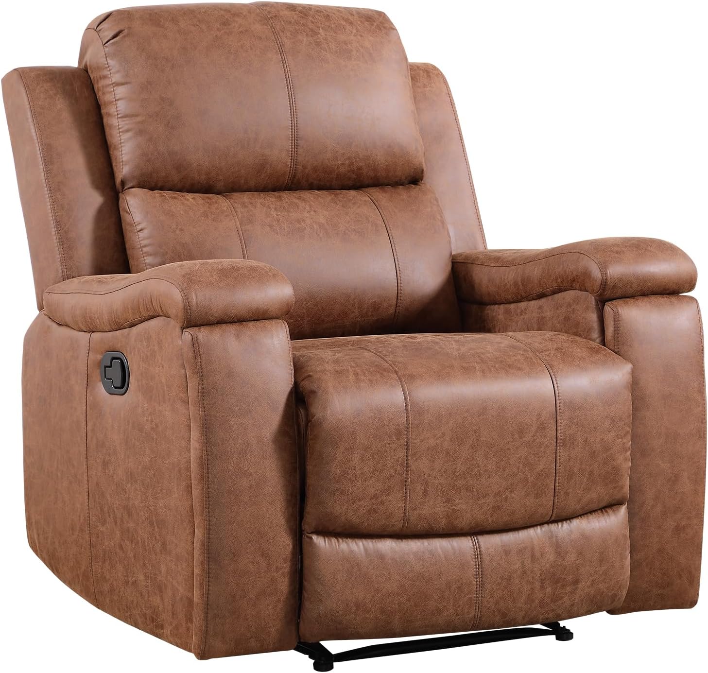 EBELLO Faux Leather Manual Reclining Chair, Furniture for Living Room, Recliner Chair with Cup Holders, Single Reclining Sofa for Meeting Room, Brown (Recliner)