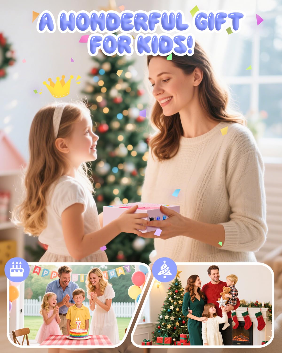CAMCLID Kinderkamera Sofortbildkamera, 1080P Sofortbildkamera Kinder mit 32GB Karte & 3 Rollen Druckpapier, 48MP Digitalkamera Kinder Kamera, Geschenk für Jungen und Mädchen 3-12 Jahre (Lila)
