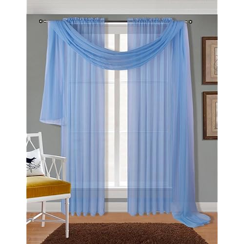 Blue Luxury Sheer Curtains Amazon Com