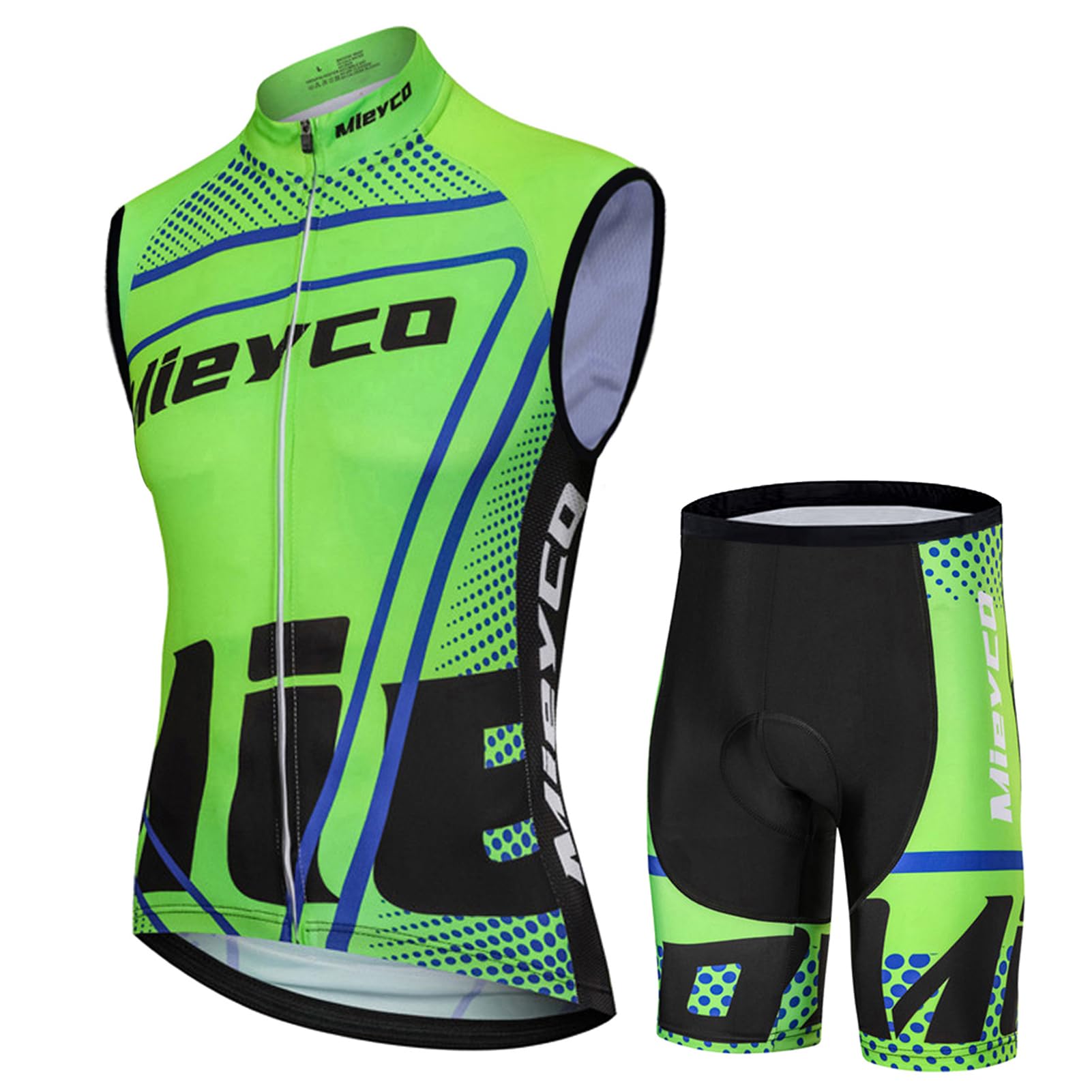 Vêtements Cyclisme Homme Été Tenue Cycliste Sans Manches,Maillot de Velo VTT MTB Gilet et Cuissard Shorts Bike avec 19D Coussin Gel,Ensemble Combinaisons de Cycling Sleeveless Respirant Séchage Rapide