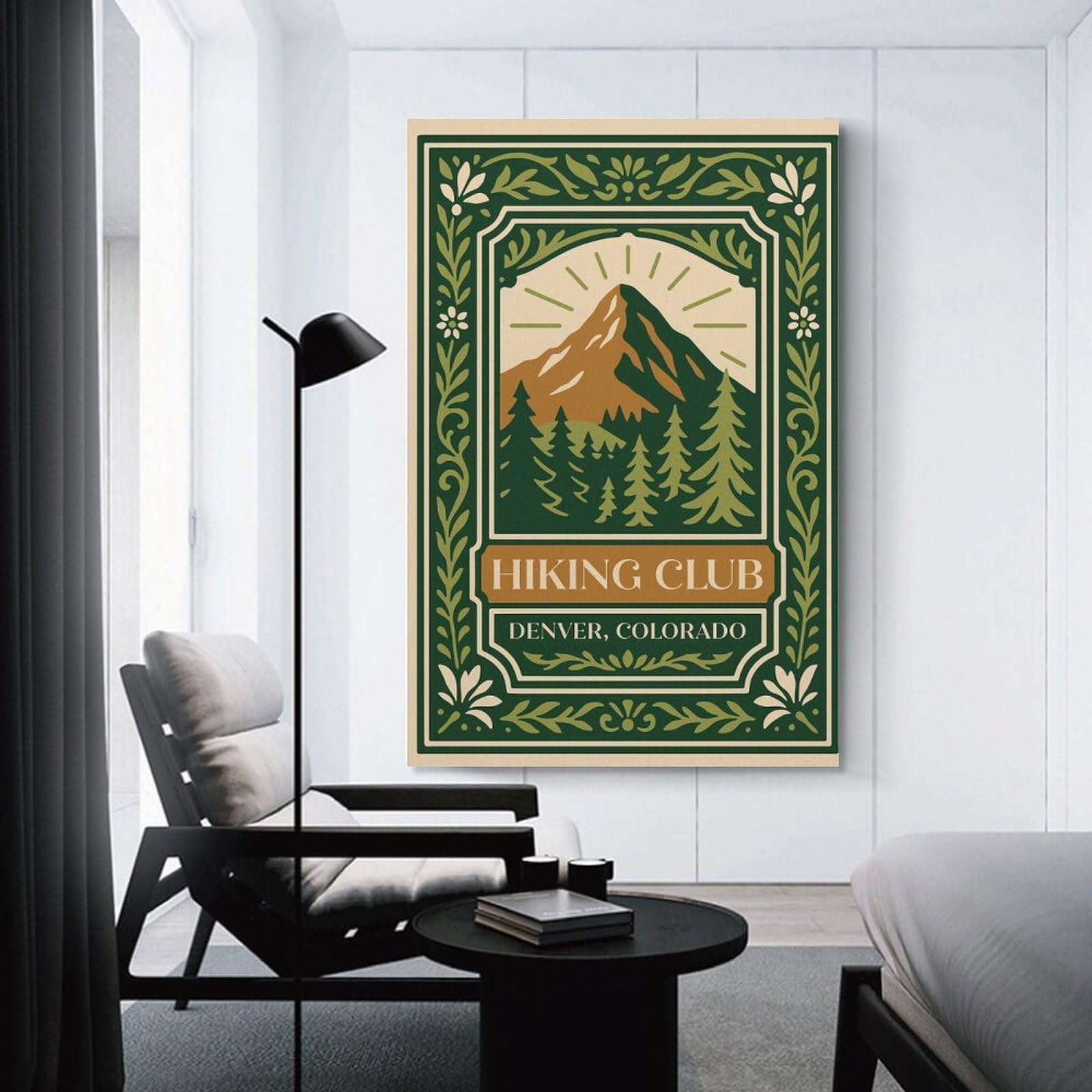 Junmoney Decorative Canvas Print Hiking Club Denver Colorado, 12x18inch(30x45cm), for Entrance Walls, Hall Decor Or Foyers, A Stylish Accent for Home Entrances